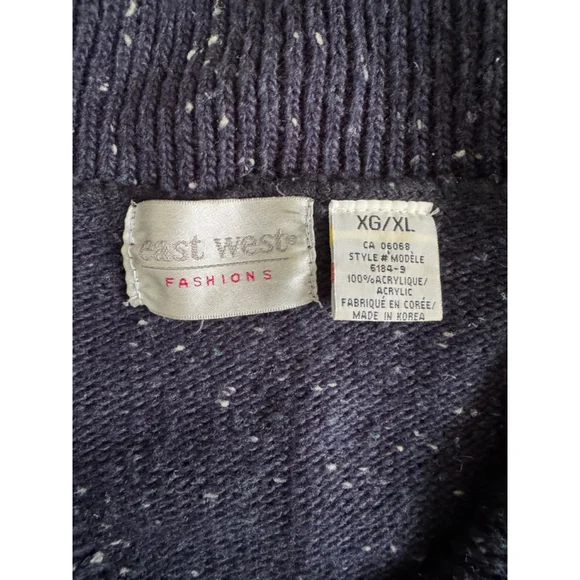 Vintage Knit Cabin Lodge Zip Cardigan Alpine Winter Sweater - Picture 9 of 12